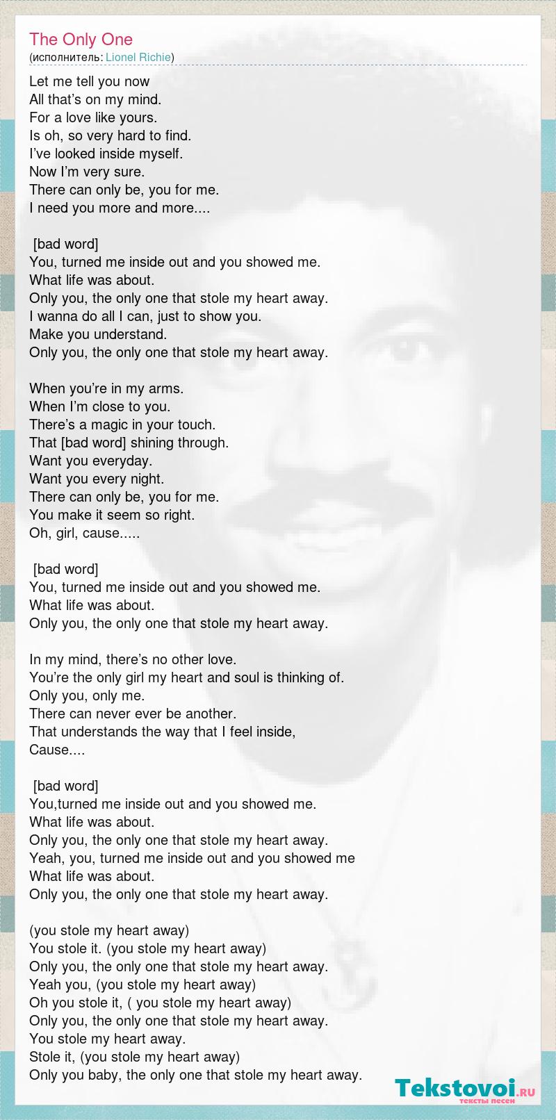 Lionel Richie The Only One Slova Pesni