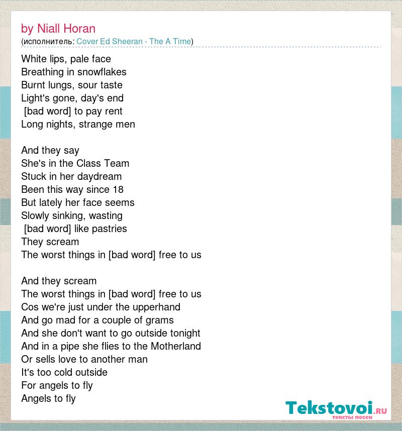 Cover Ed Sheeran The A Time By Niall Horan Slova Pesni